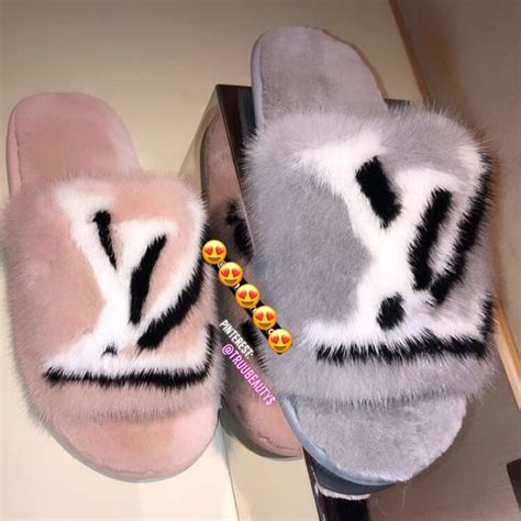 louis vuitton furry slippers|Louis Vuitton fuzzy slippers.